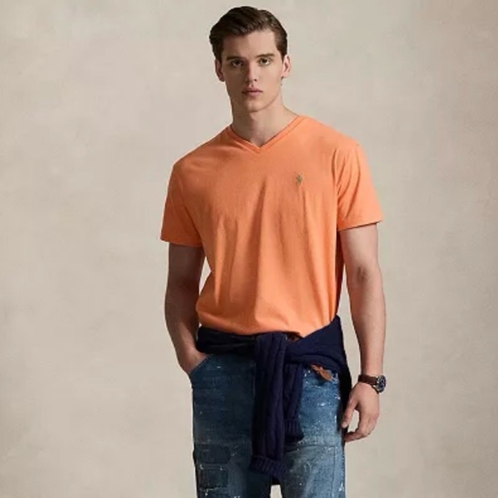 Polo Ralph Lauren Pompano Orange V-Neck Cotton Tee size Medium NWT - Picture 11 of 11
